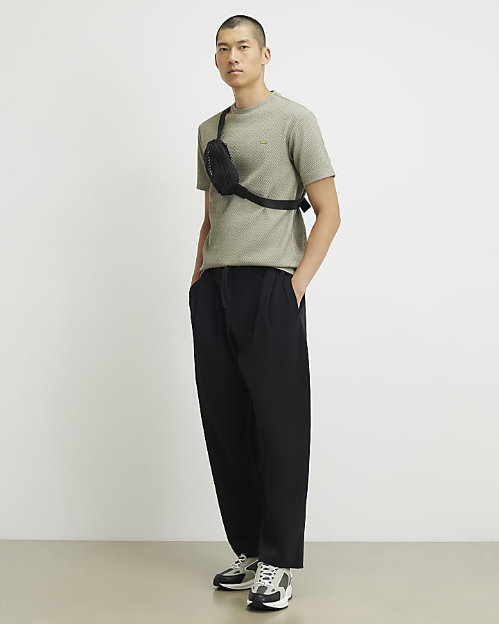 Green Slim Fit Triangle Textured T-Shirt