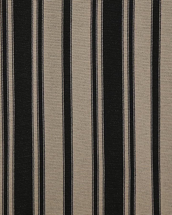 Beige Cotton Vertical Stripe Polo Shirt