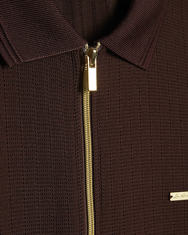 Burgundy Muscle Fit Textured Polo Shirt