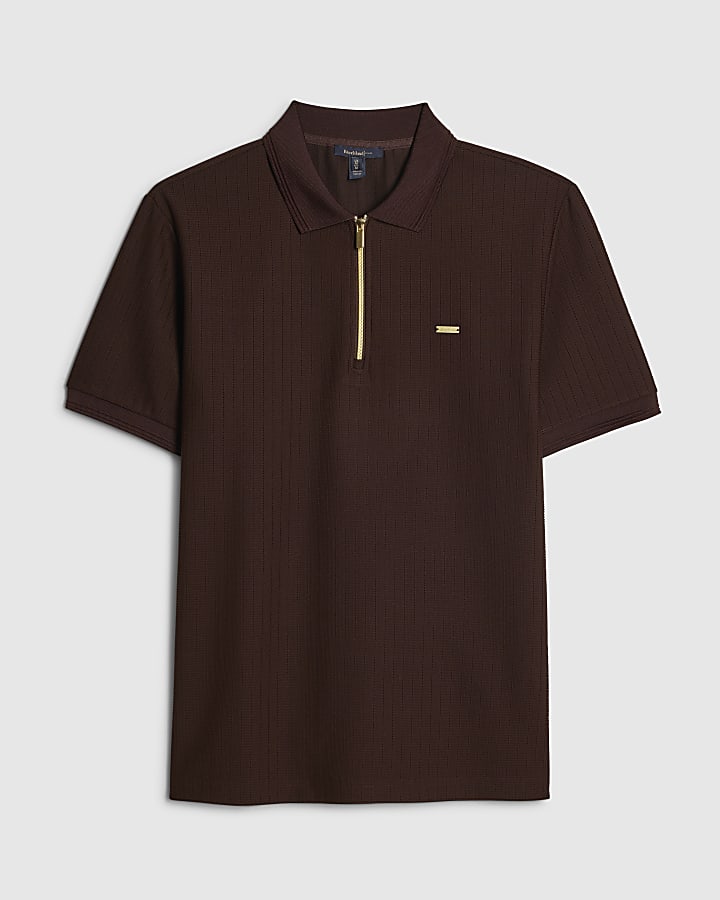 Burgundy Muscle Fit Textured Polo Shirt