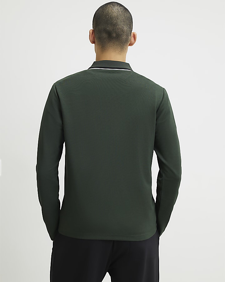 Green Slim Fit Tipped Polo Shirt
