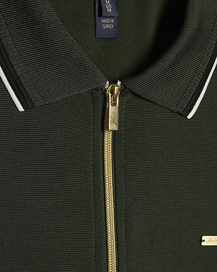 Green Slim Fit Tipped Polo Shirt