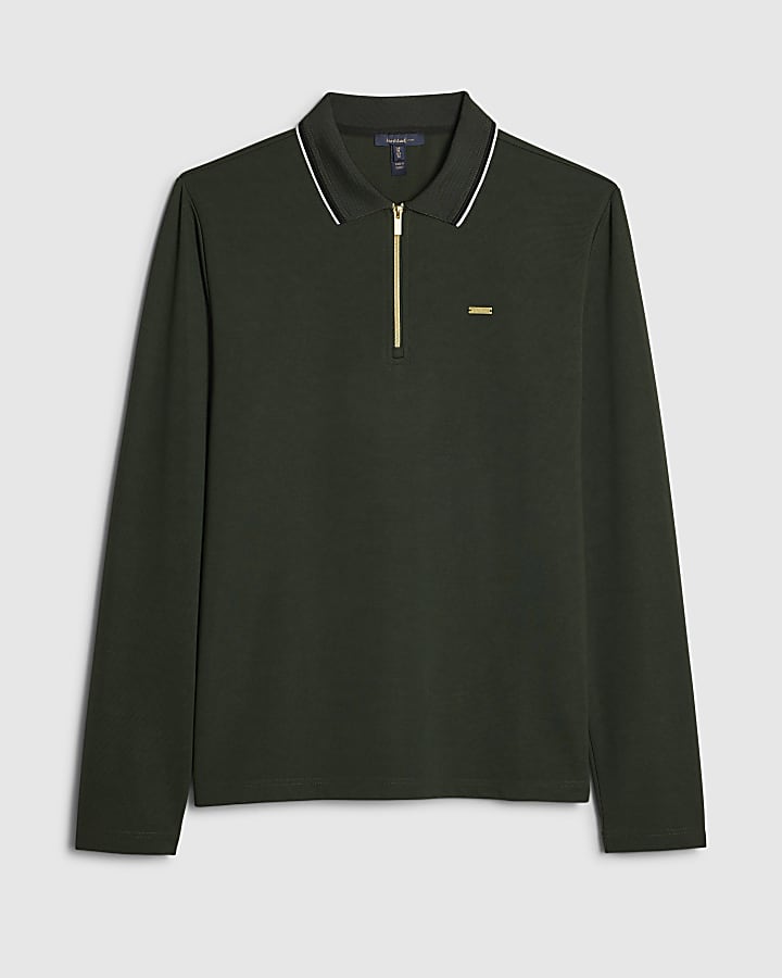 Green Slim Fit Tipped Polo Shirt