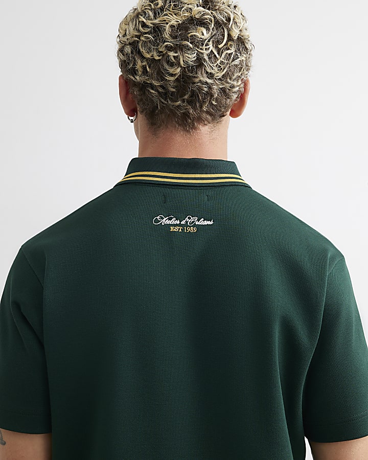 Green Cotton Atelier Crest Polo Shirt