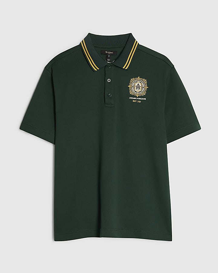 Green Cotton Atelier Crest Polo Shirt