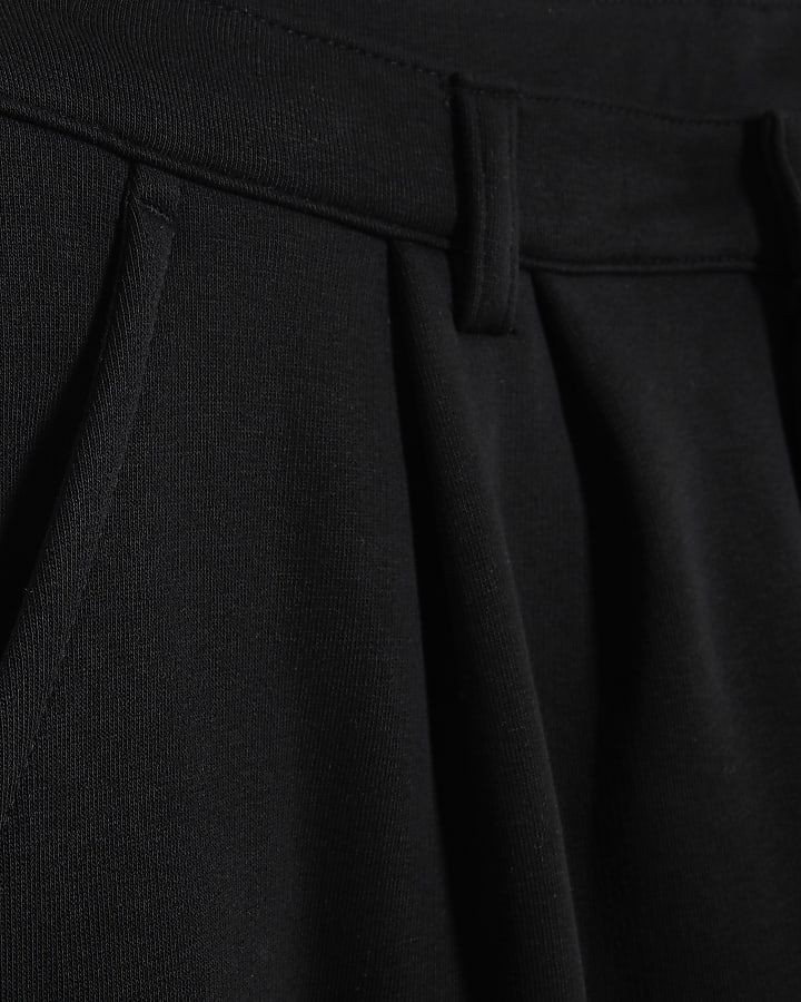 Black Wide Leg Fixed Waist Joggers