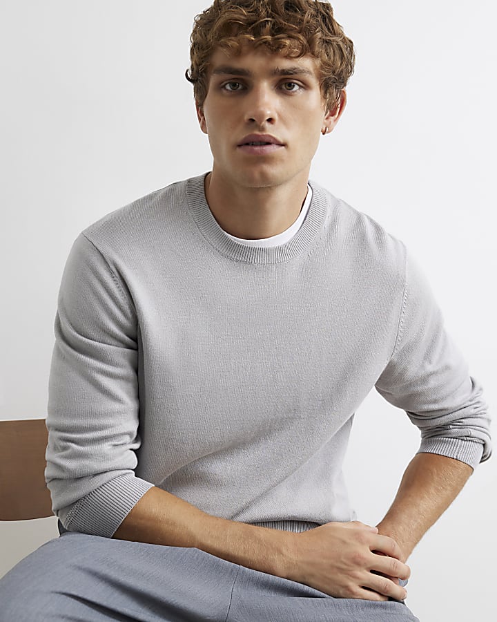 Grey Slim Fit Long Sleeve Jumper Set