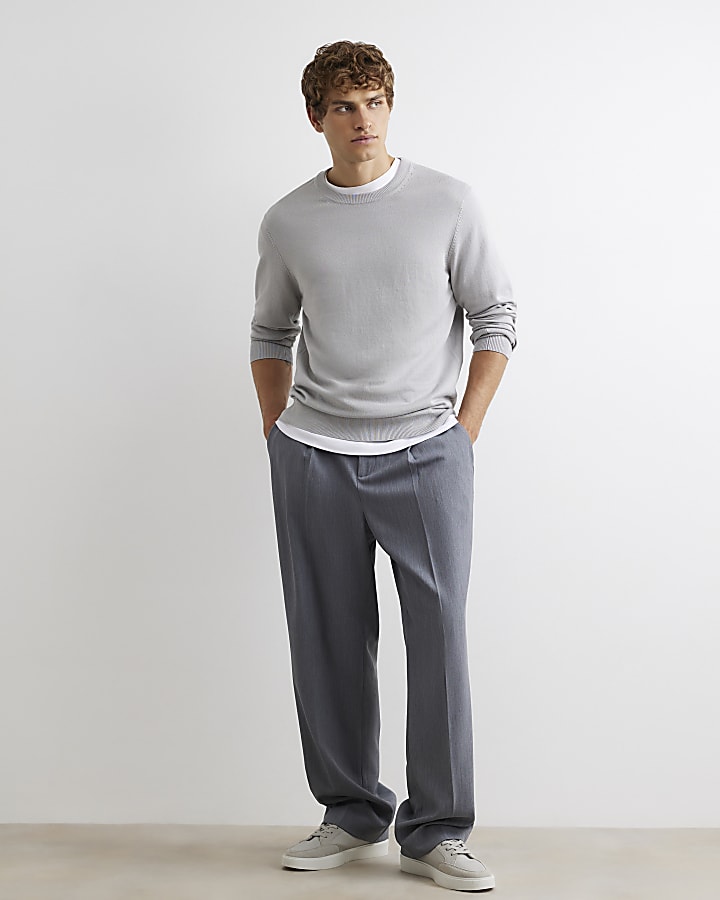 Grey Slim Fit Long Sleeve Jumper Set