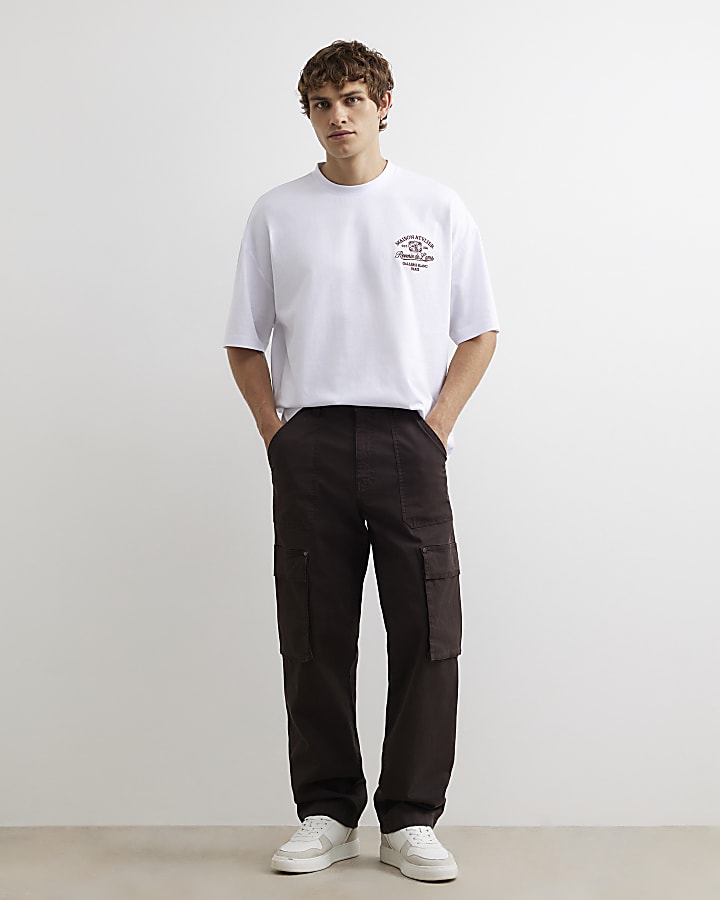 White Cotton Check Applique T-Shirt