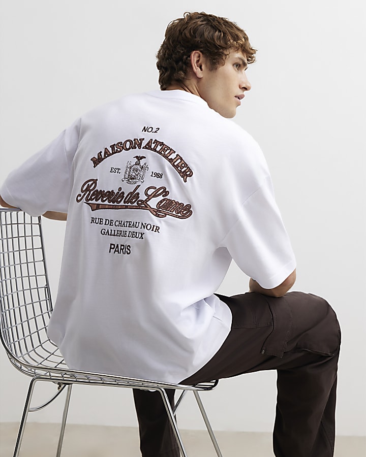 White Cotton Check Applique T-Shirt