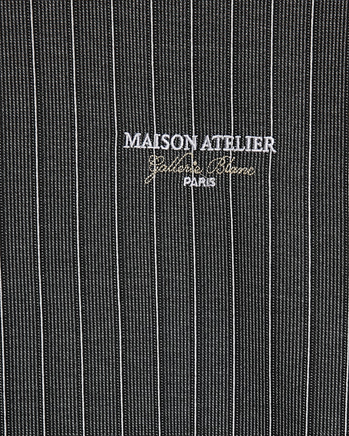 Black Cotton Stripe Maison T-Shirt