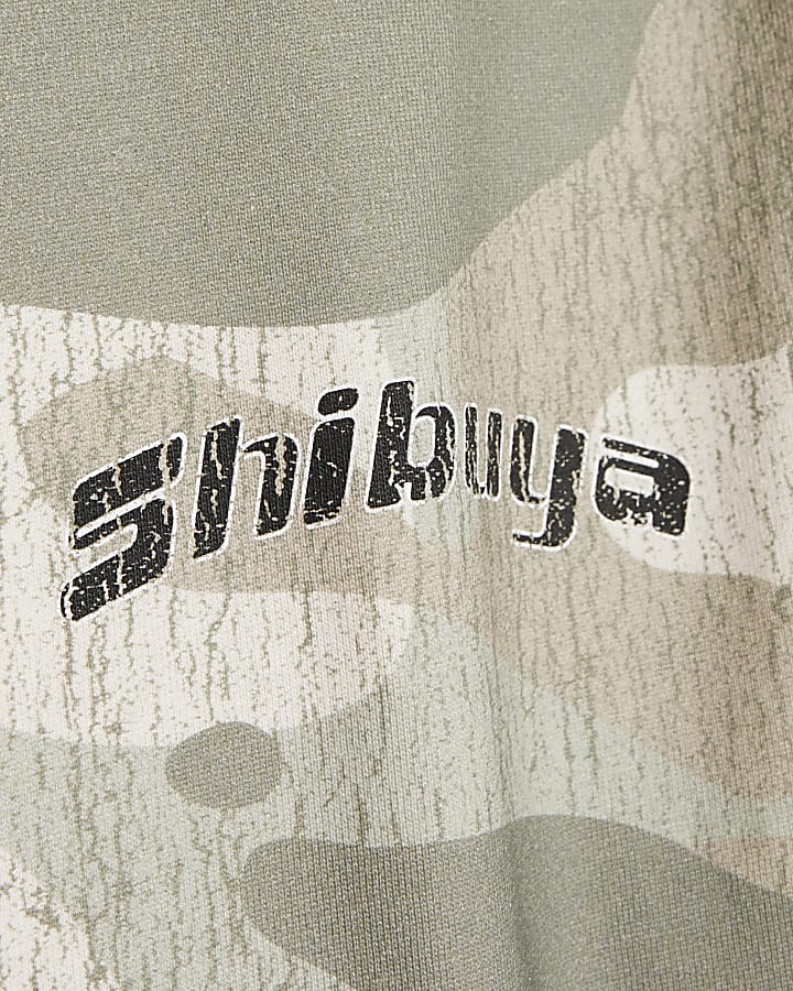 Khaki Cotton Japanese Camo Dragon T-Shirt