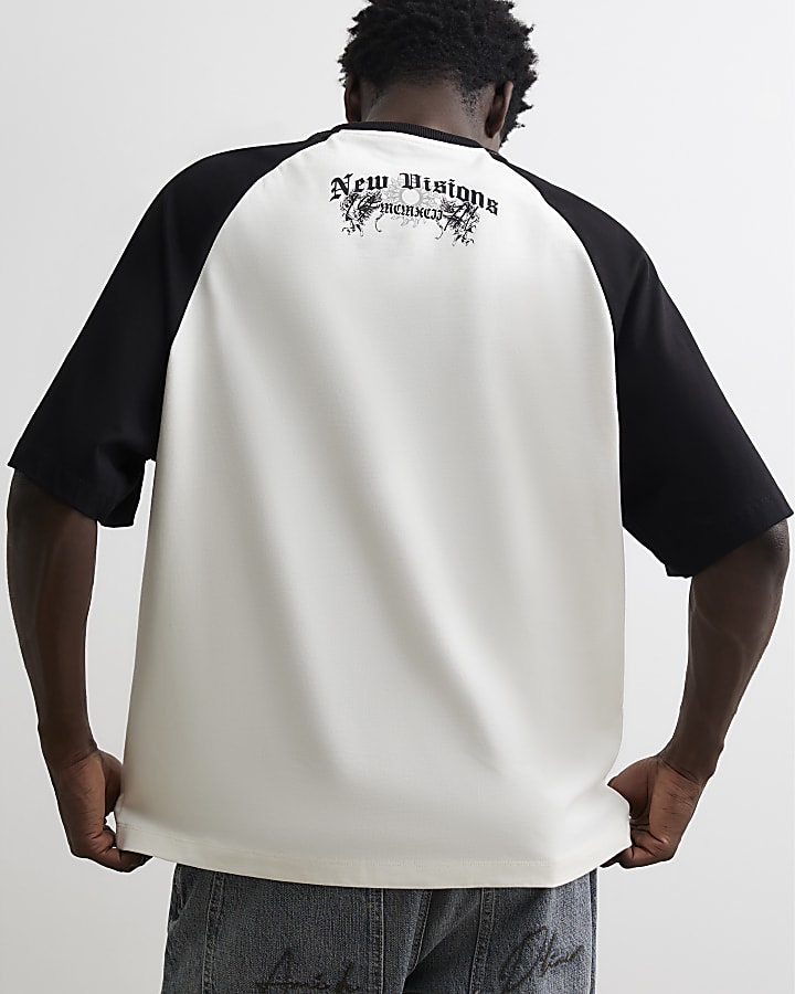 Cream Cotton Snake Raglan T-Shirt