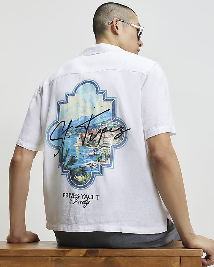 White Linen Blend St Tropez Shirt