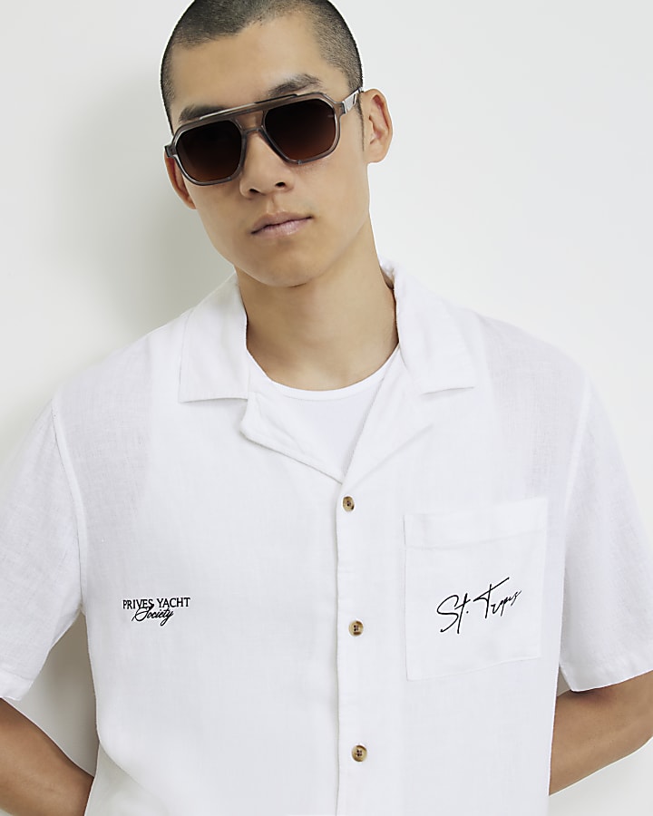 White Linen Blend St Tropez Shirt