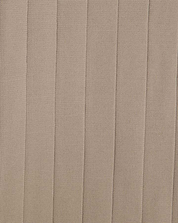 Beige Muscle Fit Half Zip Jumper