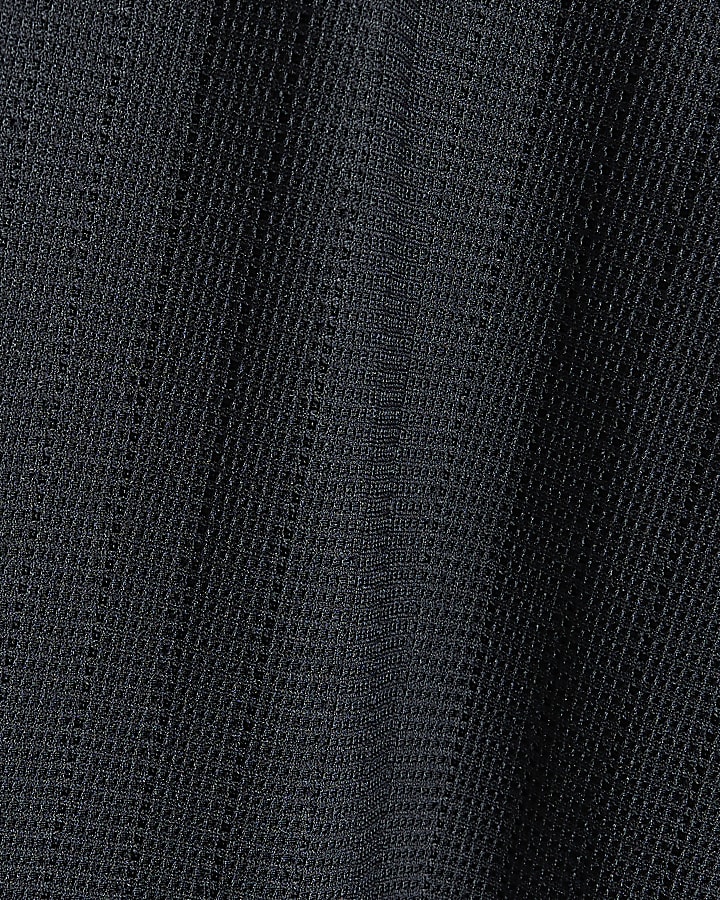 Navy Muscle Fit Textured Long Sleeve Shirt