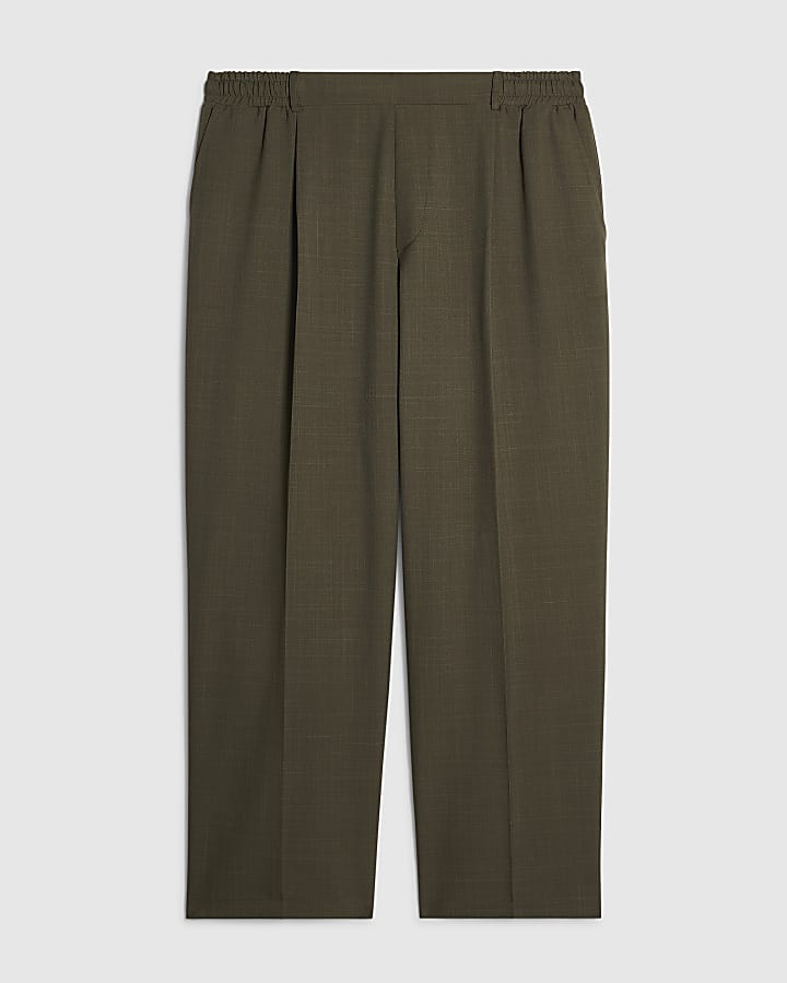 Khaki RI Studio Wide Leg Pleated Trousers