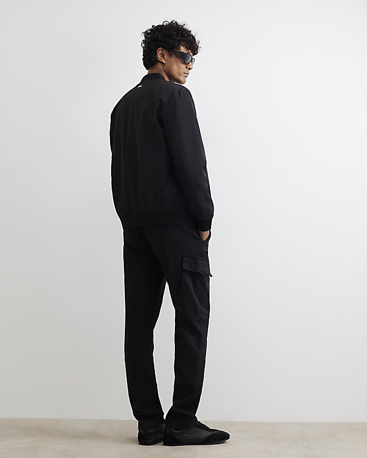 Black Skinny Fit Cotton Cargo Trousers