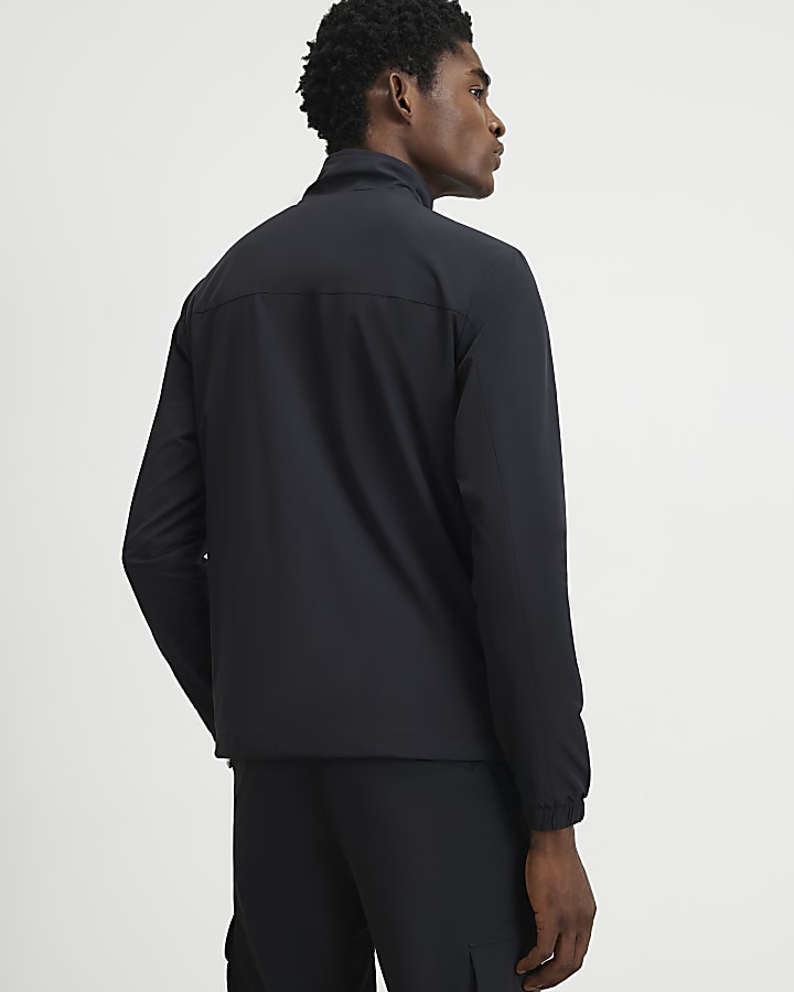 Black Muscle Fit Funnel Jacket