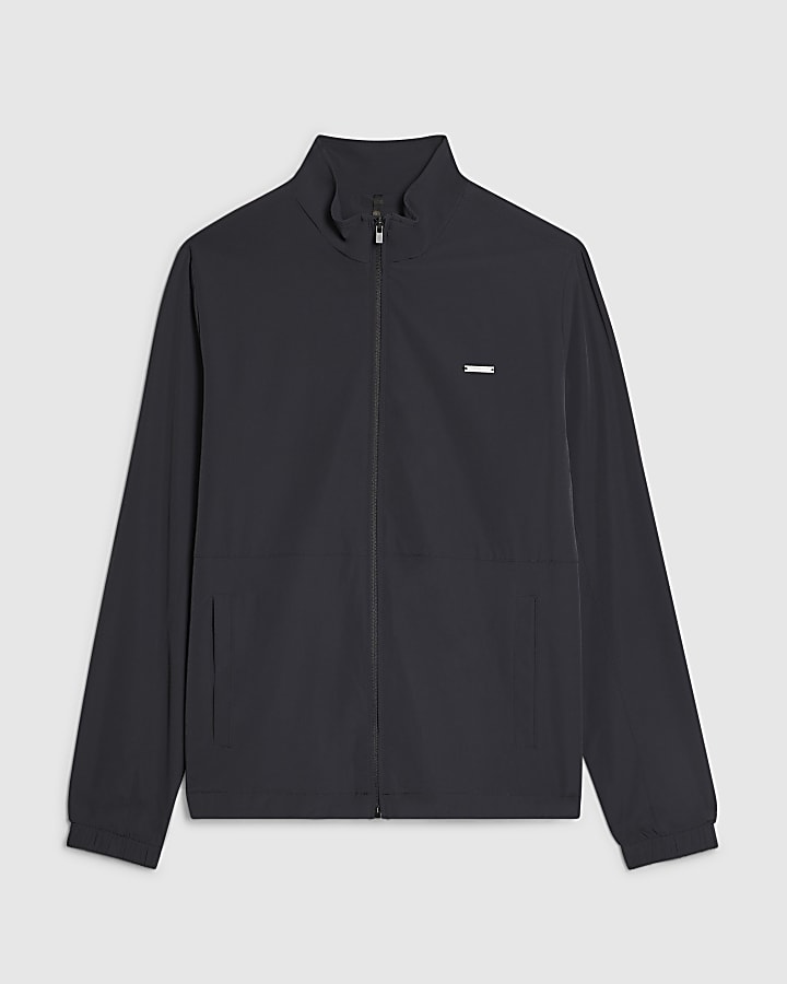 Black Muscle Fit Funnel Jacket