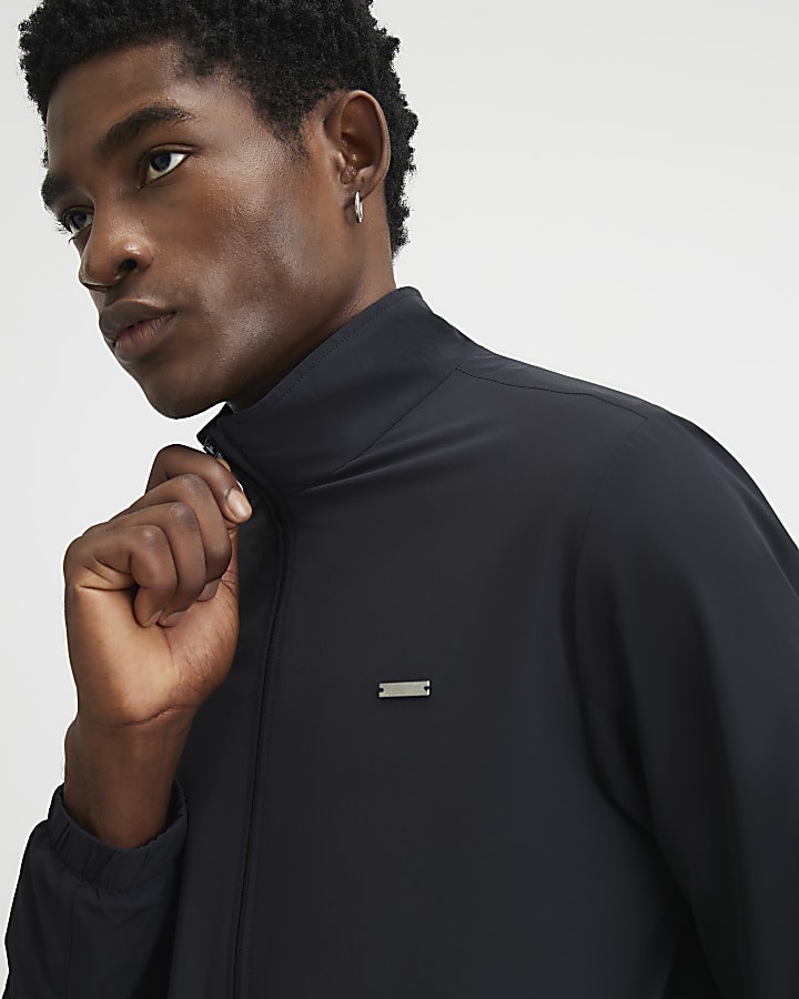 Black Muscle Fit Funnel Jacket