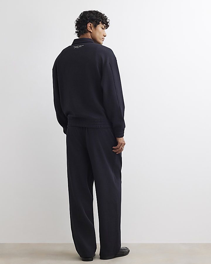 Black Wide Leg Pinstripe Joggers