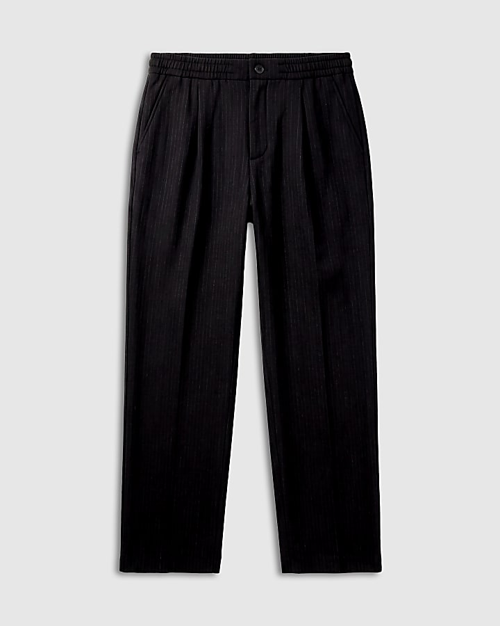 Black Wide Leg Pinstripe Joggers