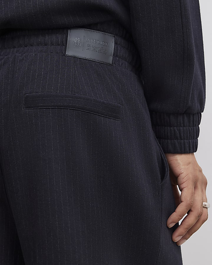 Black Wide Leg Pinstripe Joggers