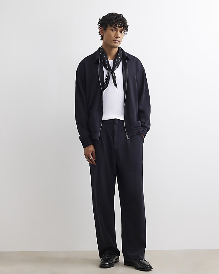 Black Wide Leg Pinstripe Joggers