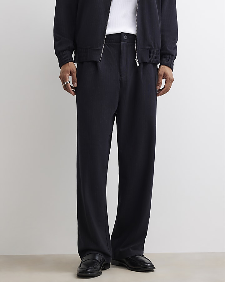 Black Wide Leg Pinstripe Joggers