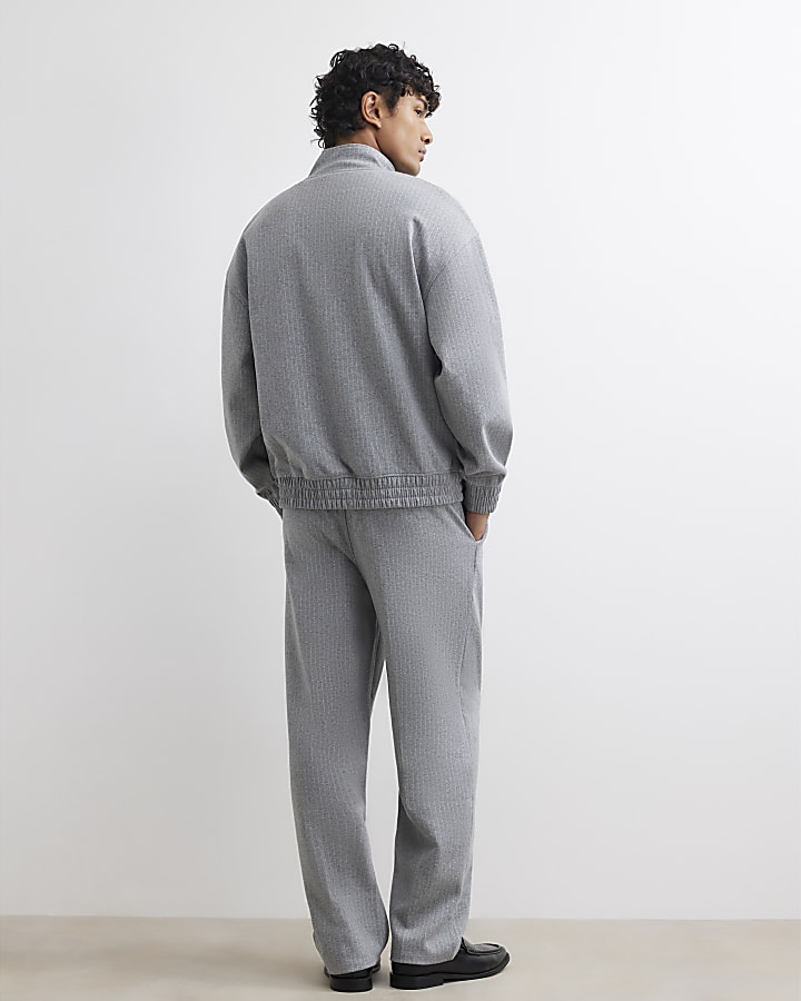 Grey Regular Fit Pinstripe Joggers
