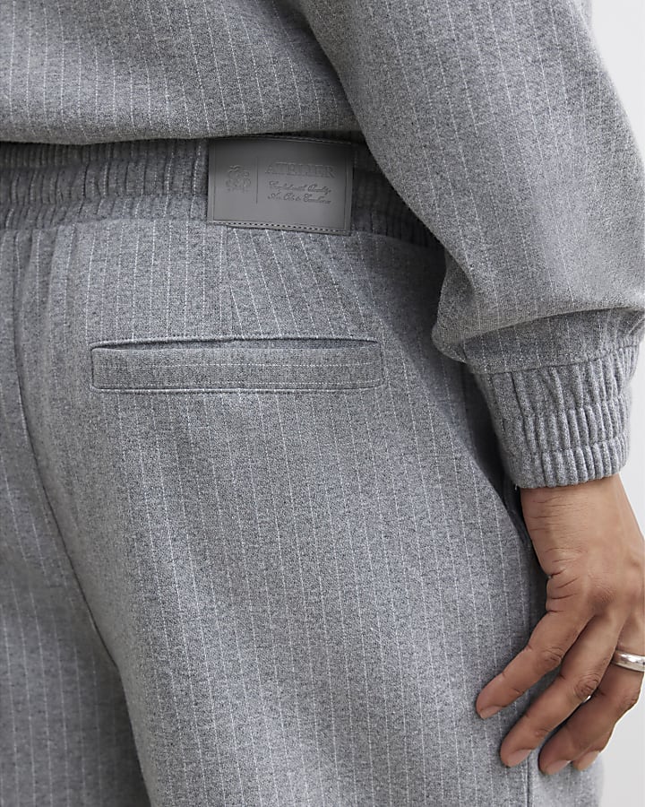 Grey Regular Fit Pinstripe Joggers