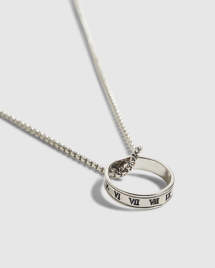 Silver Roman Numerals Ring Necklace
