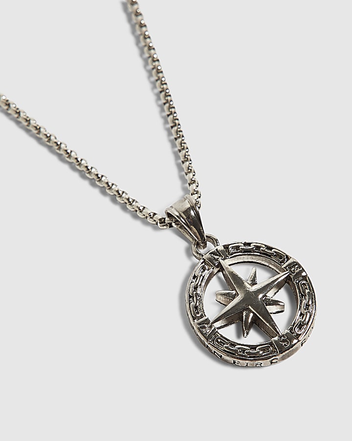 Silver Compass Necklace