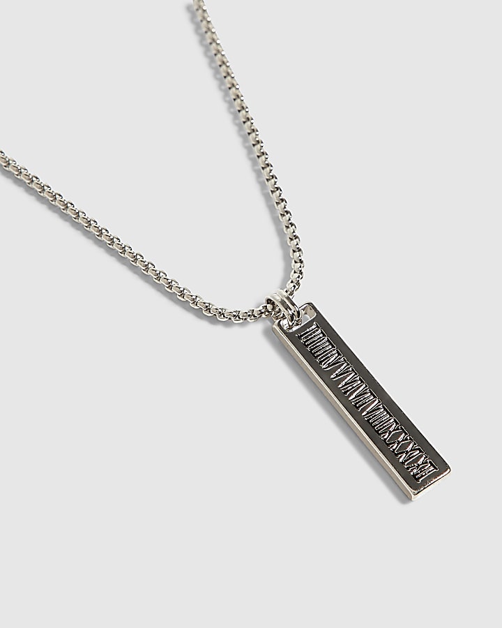 Silver Roman Numeral Bar Necklace