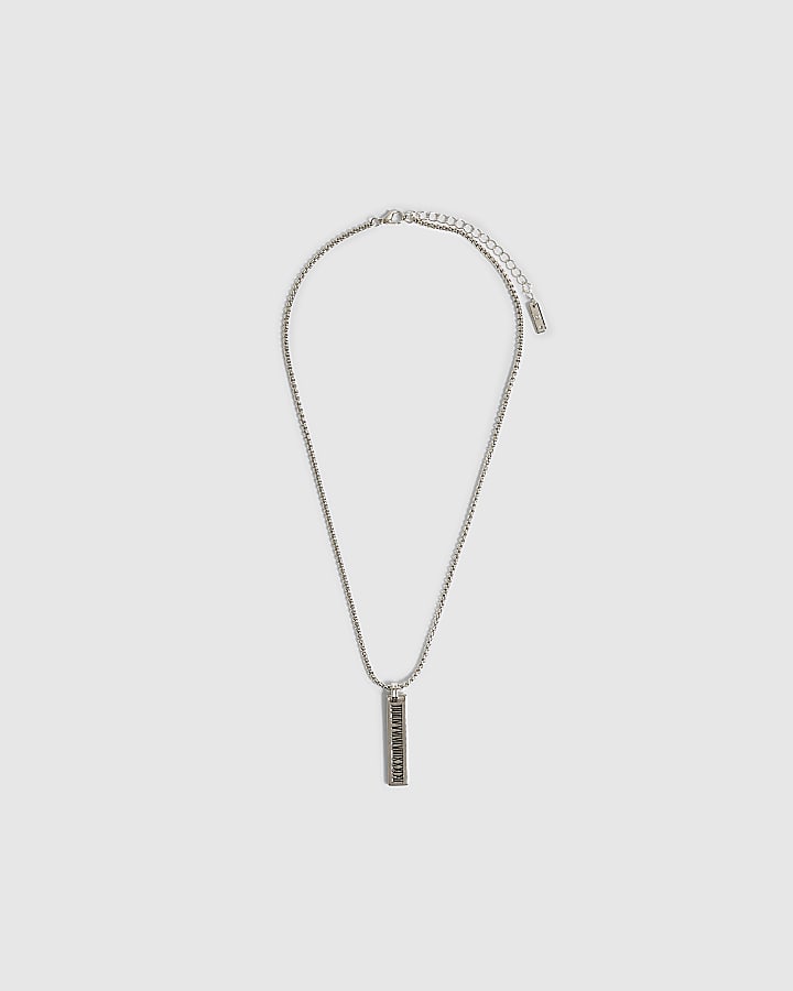Silver Roman Numeral Bar Necklace