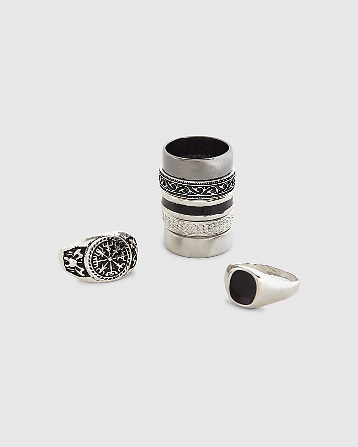 Silver Multi Rings Pack Of 7 Rings