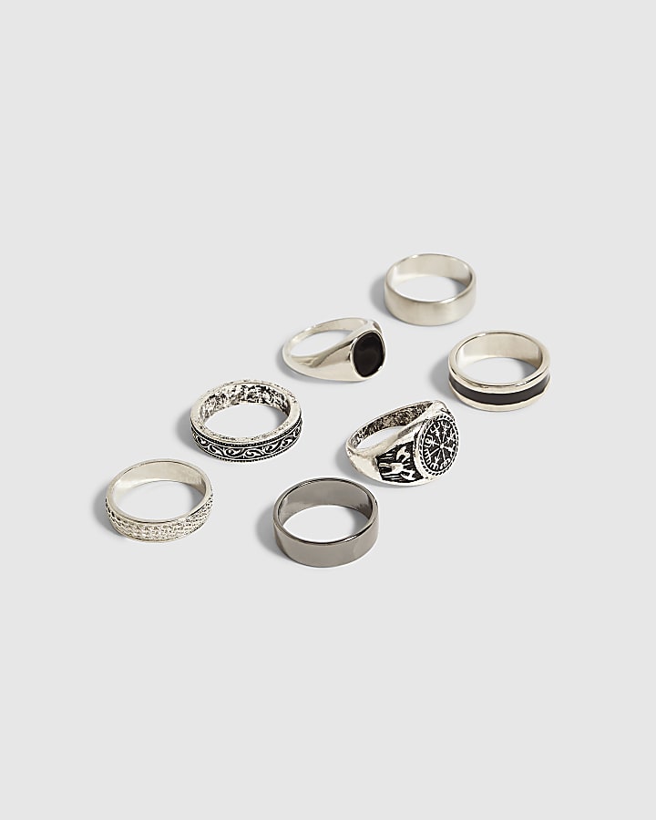 Silver Multi Rings Pack Of 7 Rings
