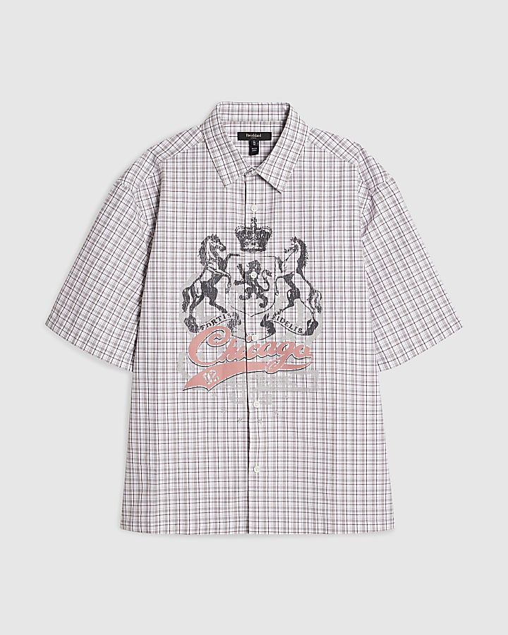 Brown Boxy Fit Check Chicago Shirt