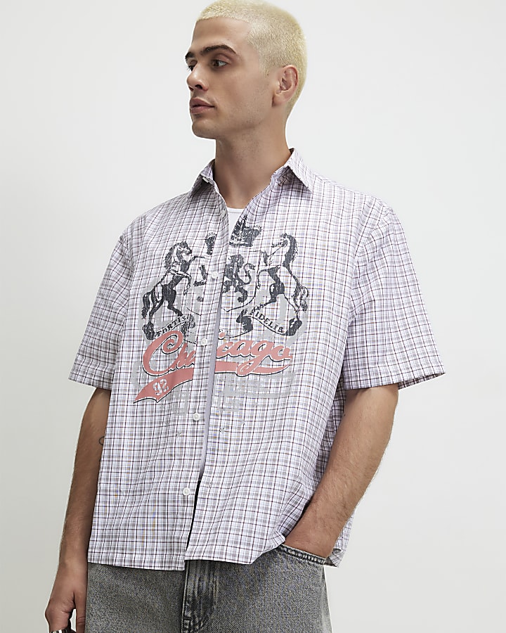 Brown Boxy Fit Check Chicago Shirt