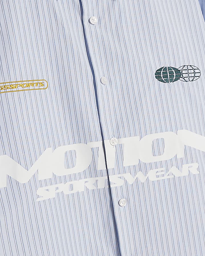 Blue Boxy Fit Striped Motion Shirt