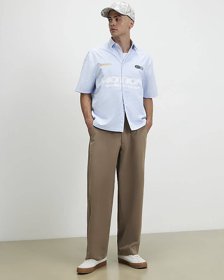 Blue Boxy Fit Striped Motion Shirt