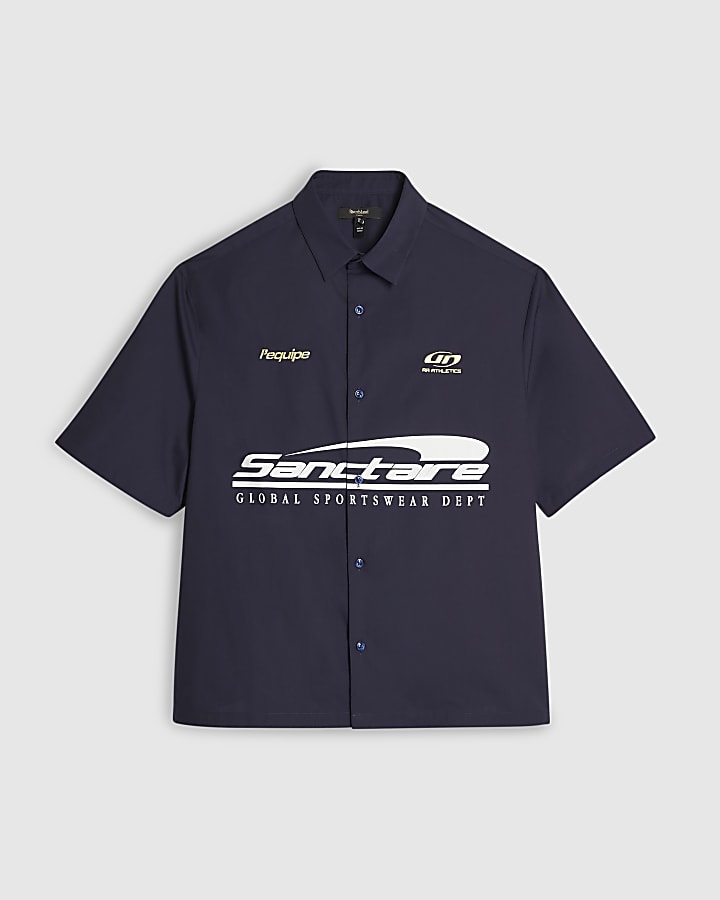 Navy Boxy Fit Sanctaire Shirt