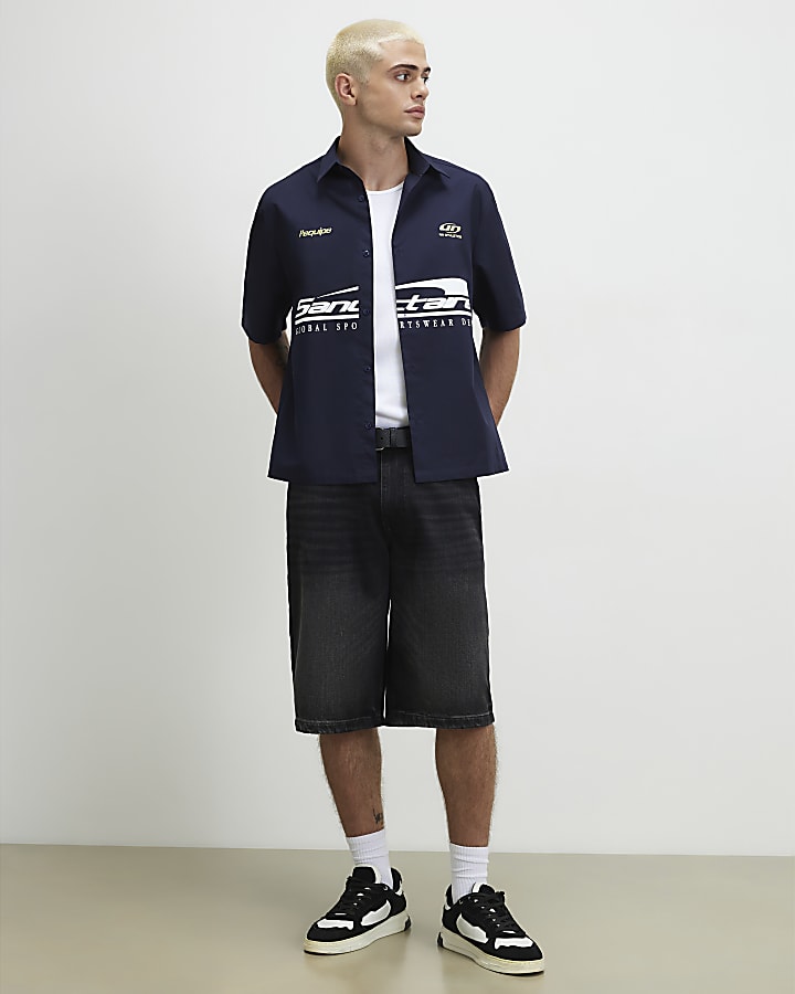 Navy Boxy Fit Sanctaire Shirt