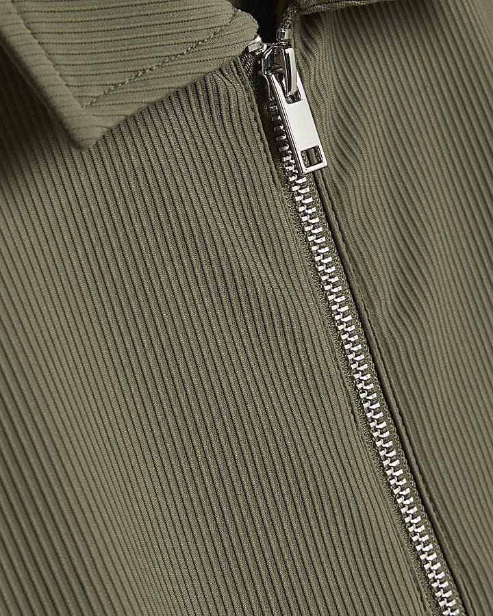 Khaki Muscle Fit Ribbed Overshirt