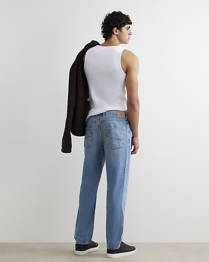 Blue Straight Leg Jeans
