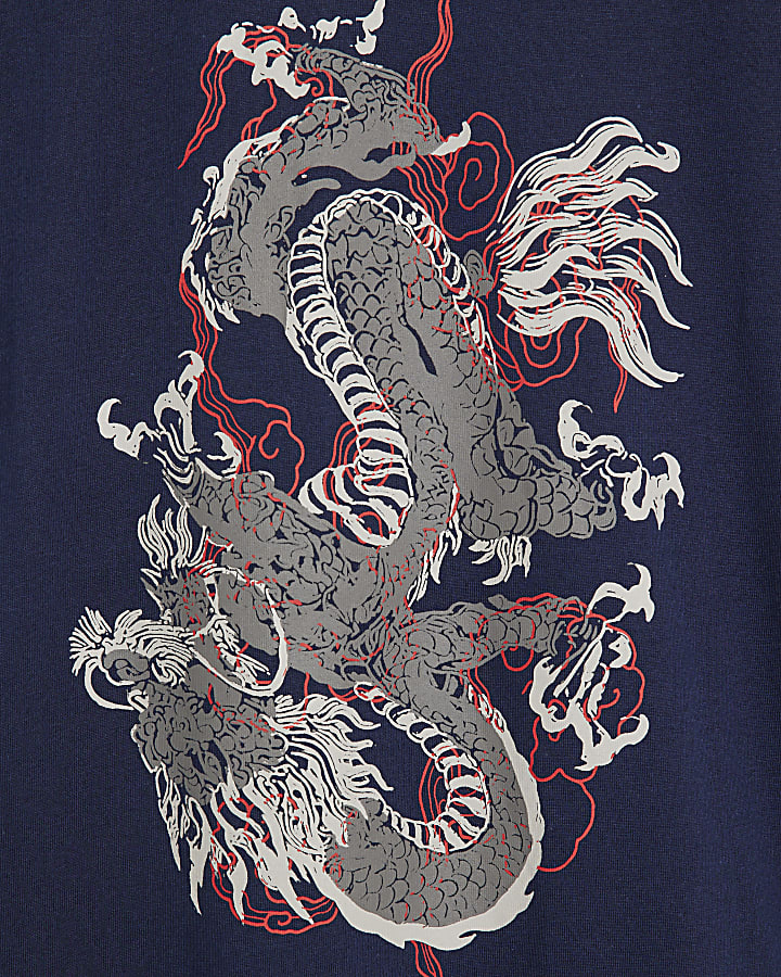 Navy Dragon Trouser Loungewear Set