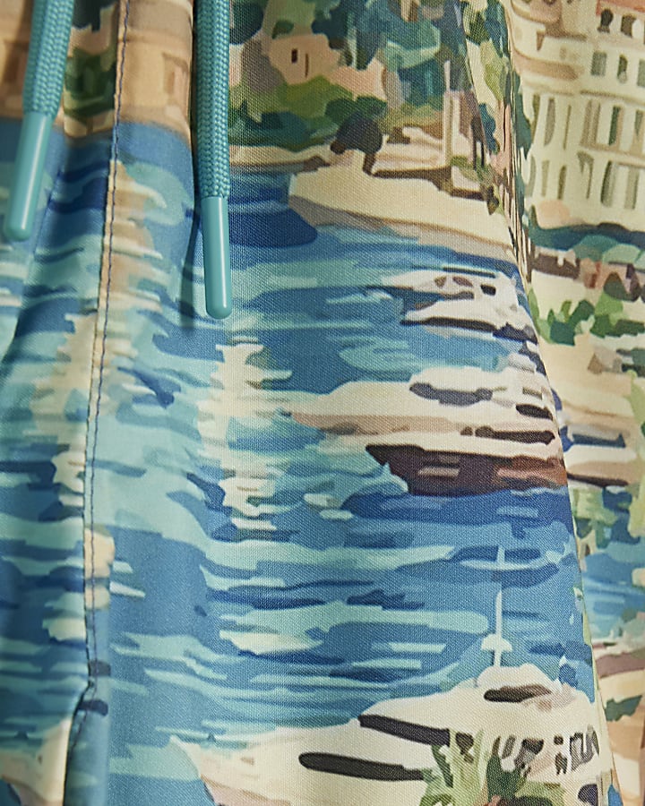 Blue Scenic Shirt And Shorts Set