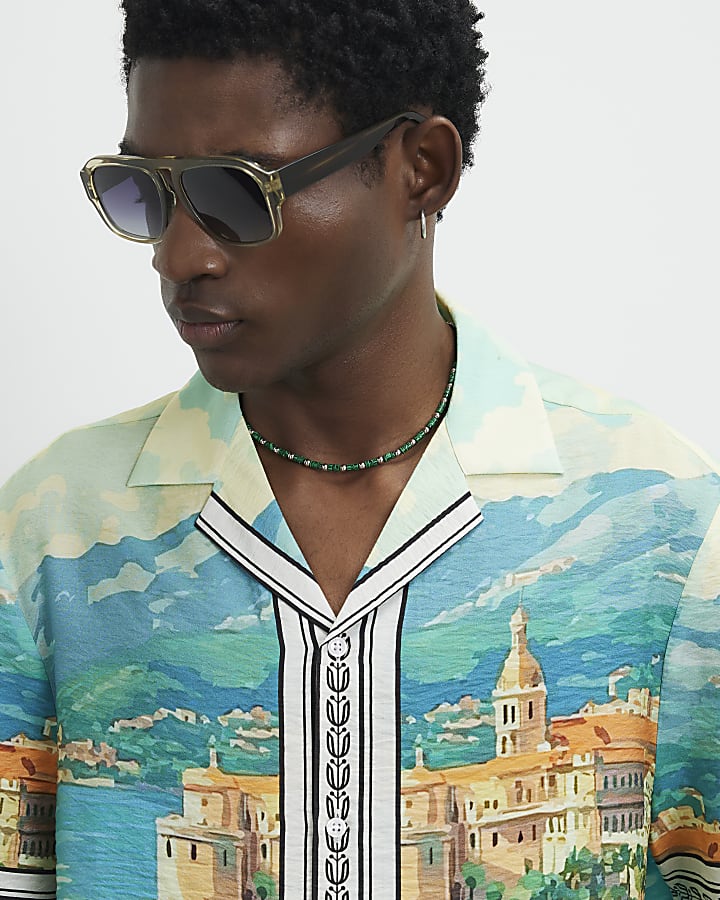 Blue Scenic Shirt And Shorts Set